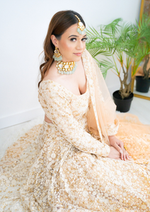 Ivory & Gold Thread Embroidered Lehnga (8-20)