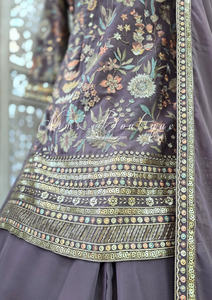 Luxury Dusky Lilac Embroidered Sharara Suit (10-12)