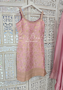 Pink Brocade Sharara Suit (10-12)