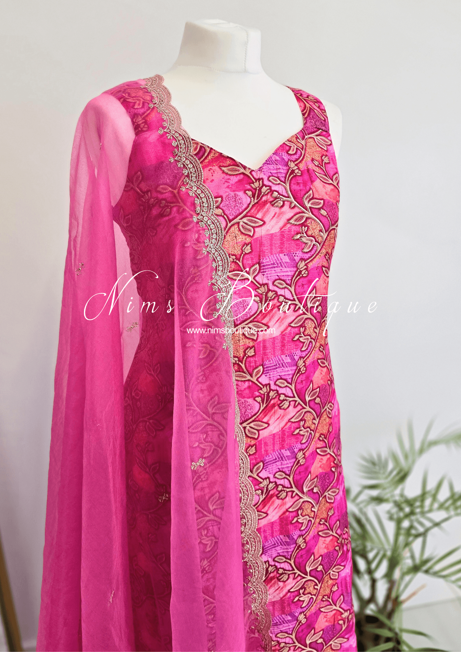 Nims Boutique Kajal Pink Printed Pajami Suit sizes 6 to 18
