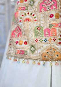 Ivory Multicolour Embroidered Sharara Suit (Size 12-14)