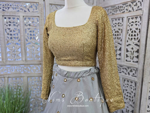 Luxury Rose Gold Sequin Long sleeved Blouse (size 10-26)