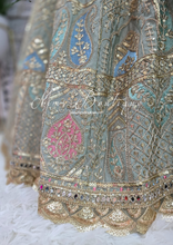 Luxury Mint Embroidered Sharara Suit (Size 12-14)