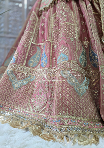 Luxury Dusky Pink Embroidered Sharara Suit (Size 12-14)