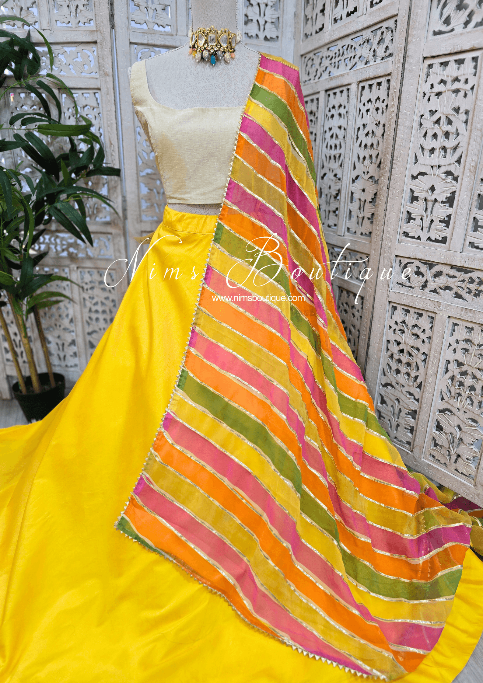 Nims Boutique Multicolour Stripe Georgette Dupatta/Chunni 5