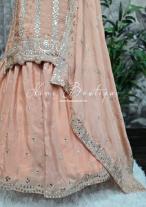 Peach Zari Work sharara suit (Size 16-18)