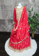 Nims Boutique Luxury Red Embroidered Lehnga Suit Size 12-14