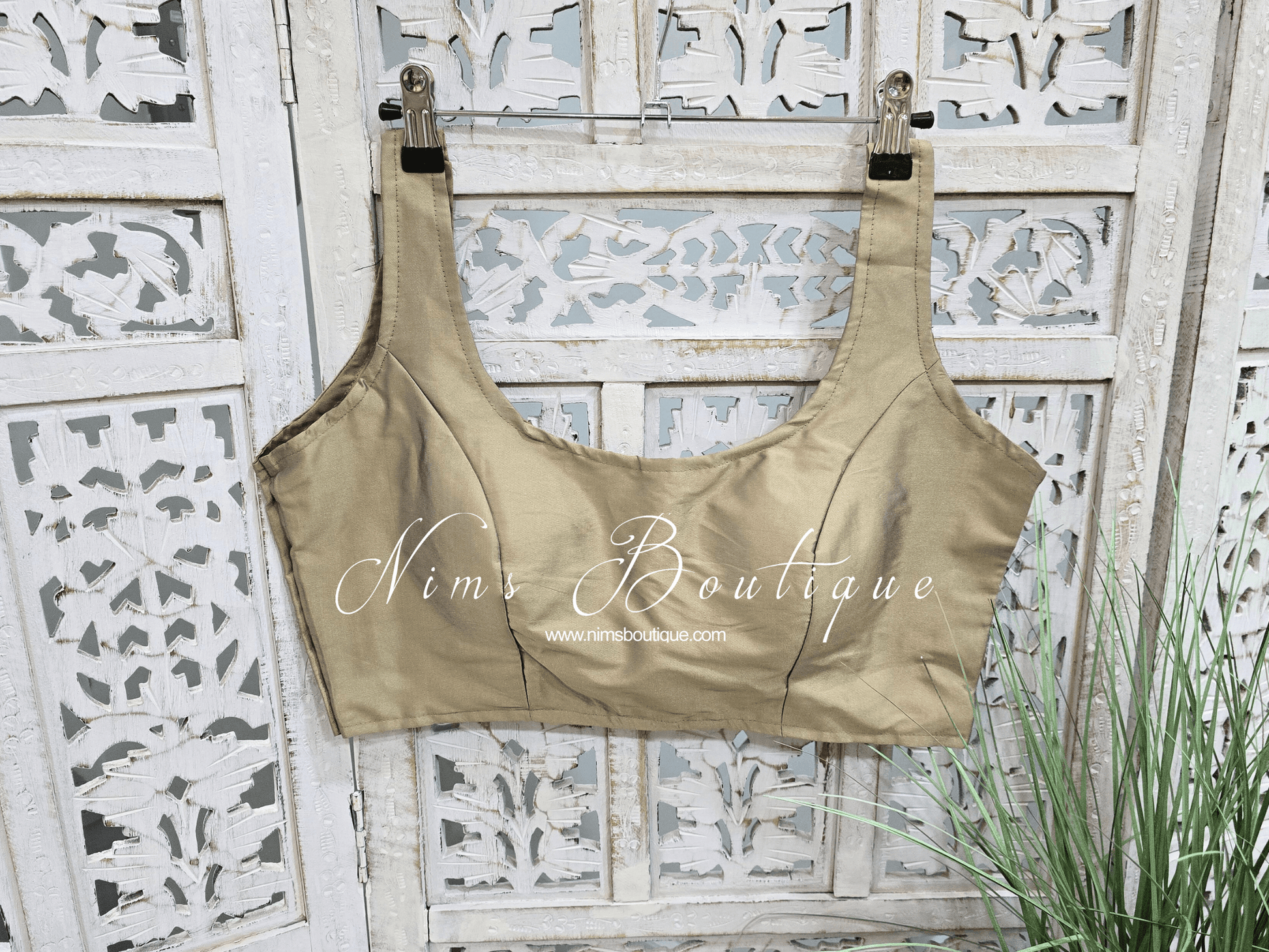 Nims Boutique The NB Light Bronze Tafetta Silk Blouse 10-14