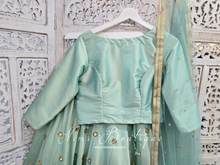 Mint Silk High Neck Blouse with sleeves (4-20)