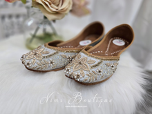 Nims Boutique Ivory Embellished Leather Punjabi Juttis