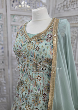 Nims Boutique Dusky Mint Embroidered Sharara Suit Size 10-12