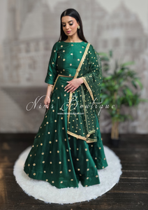 Rani Luxury Silk Dark Green Mirror readymade skirt/lehnga (size 4-18)