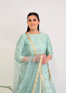 Nims Boutique Dusky Mint Net Sequin Dupatta/Chunni