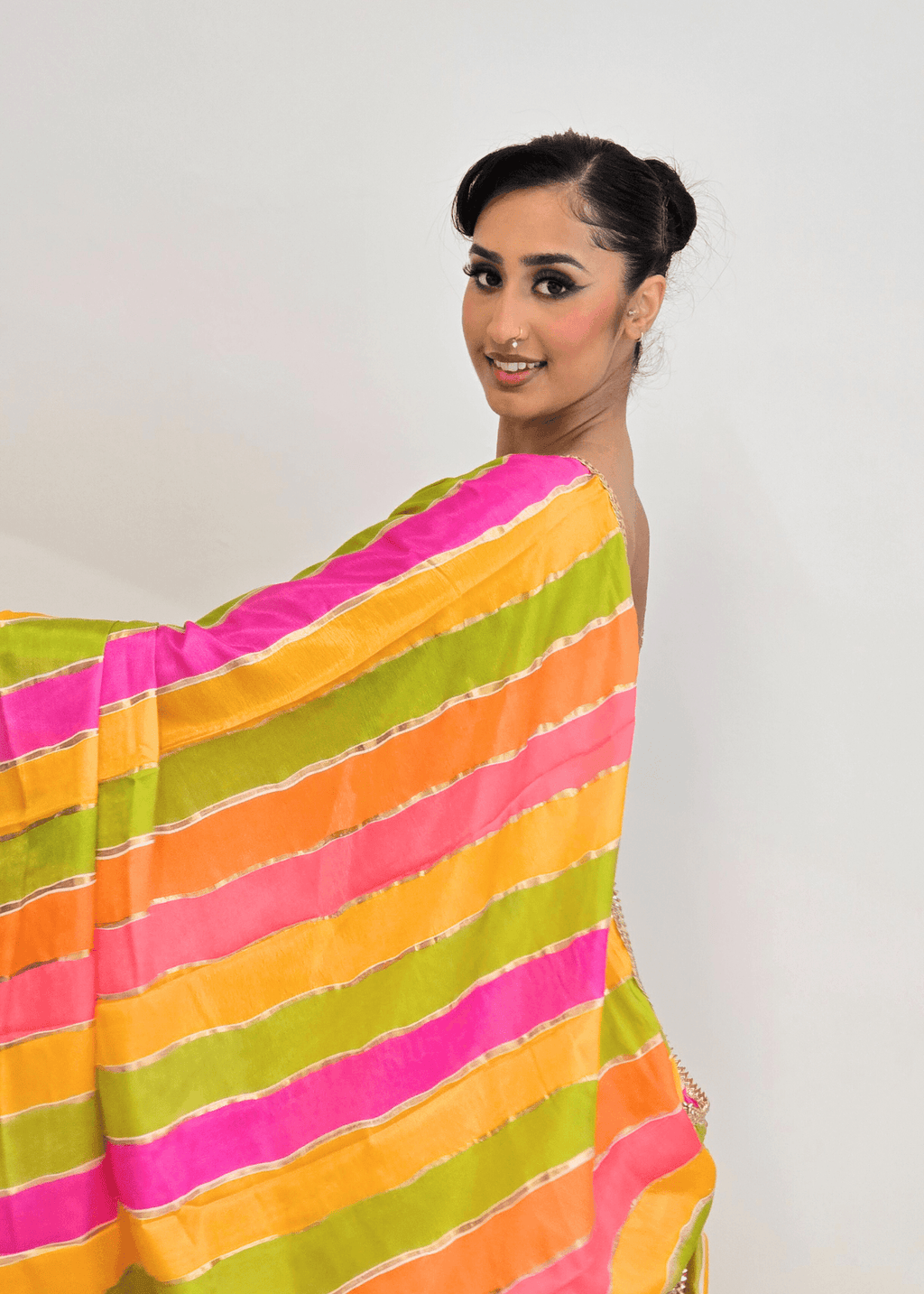 Nims Boutique Multicolour Stripe Georgette Dupatta/Chunni 2