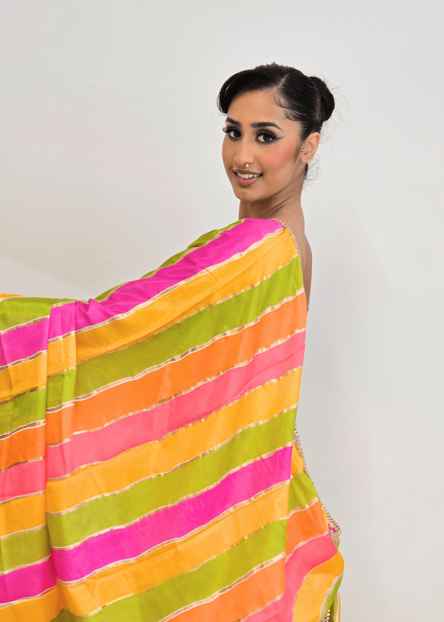 Nims Boutique Multicolour Stripe Georgette Dupatta/Chunni 2