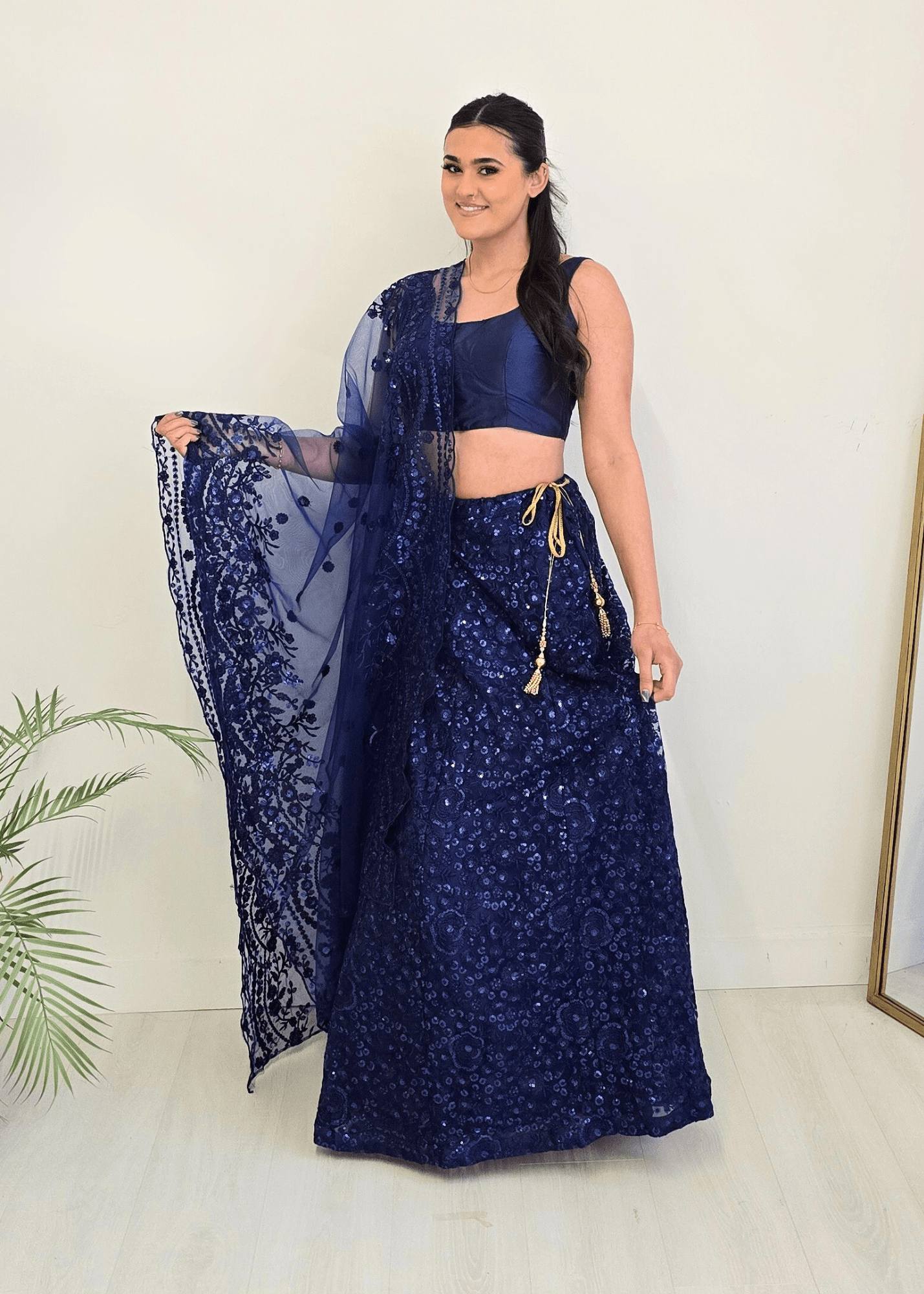 Nims Boutique The NB Navy Taffeta Silk Blouse 10-14