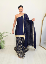 Vaani Navy One Shoulder Luxury Gharara Suit (sizes 6-14)