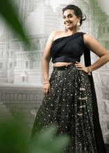 Nims Boutique Arya Black Luxury One Shoulder & Dupatta blouse 6-18