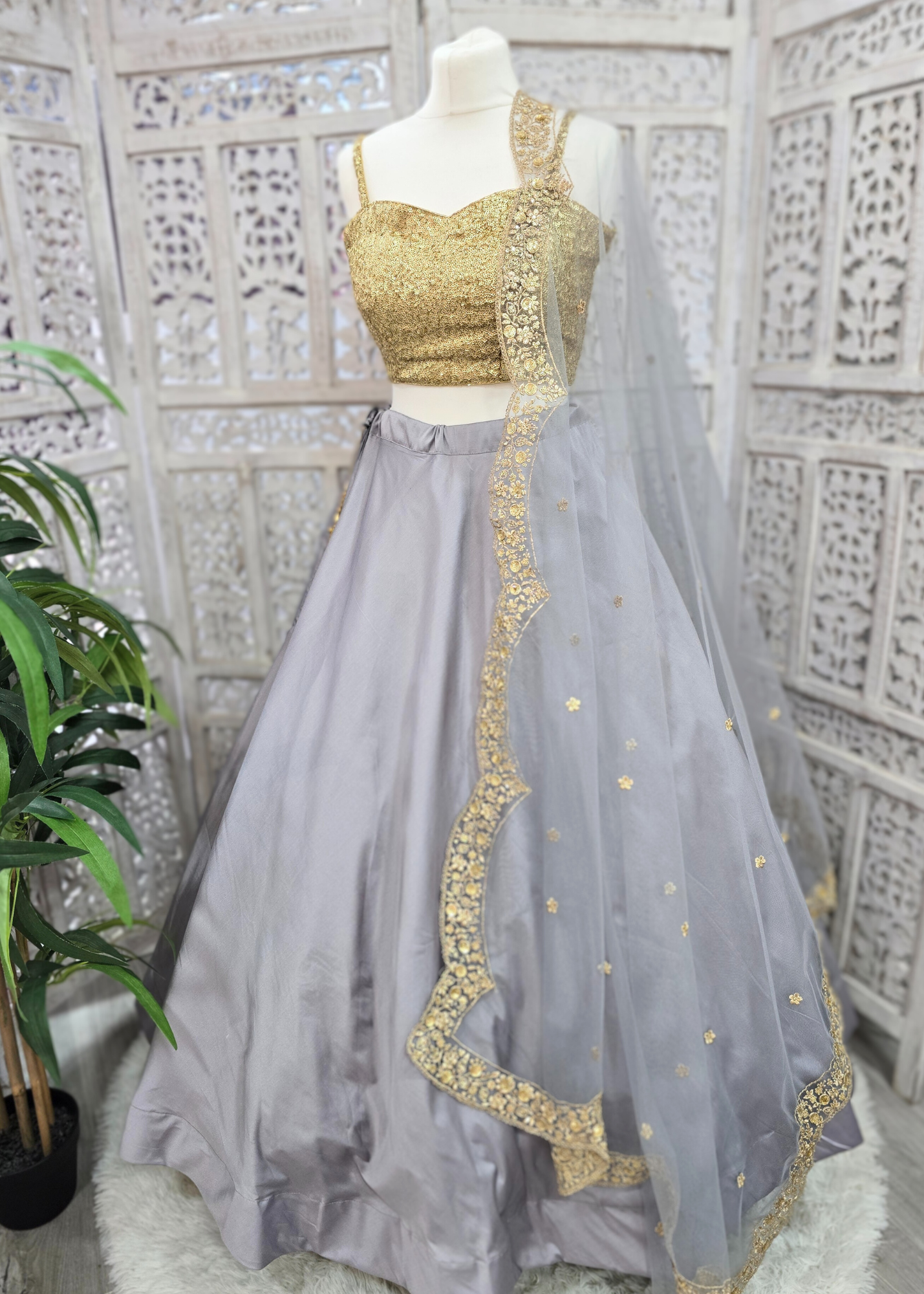 Readymade Grey Silk skirt/lehnga (sizes 4-20)