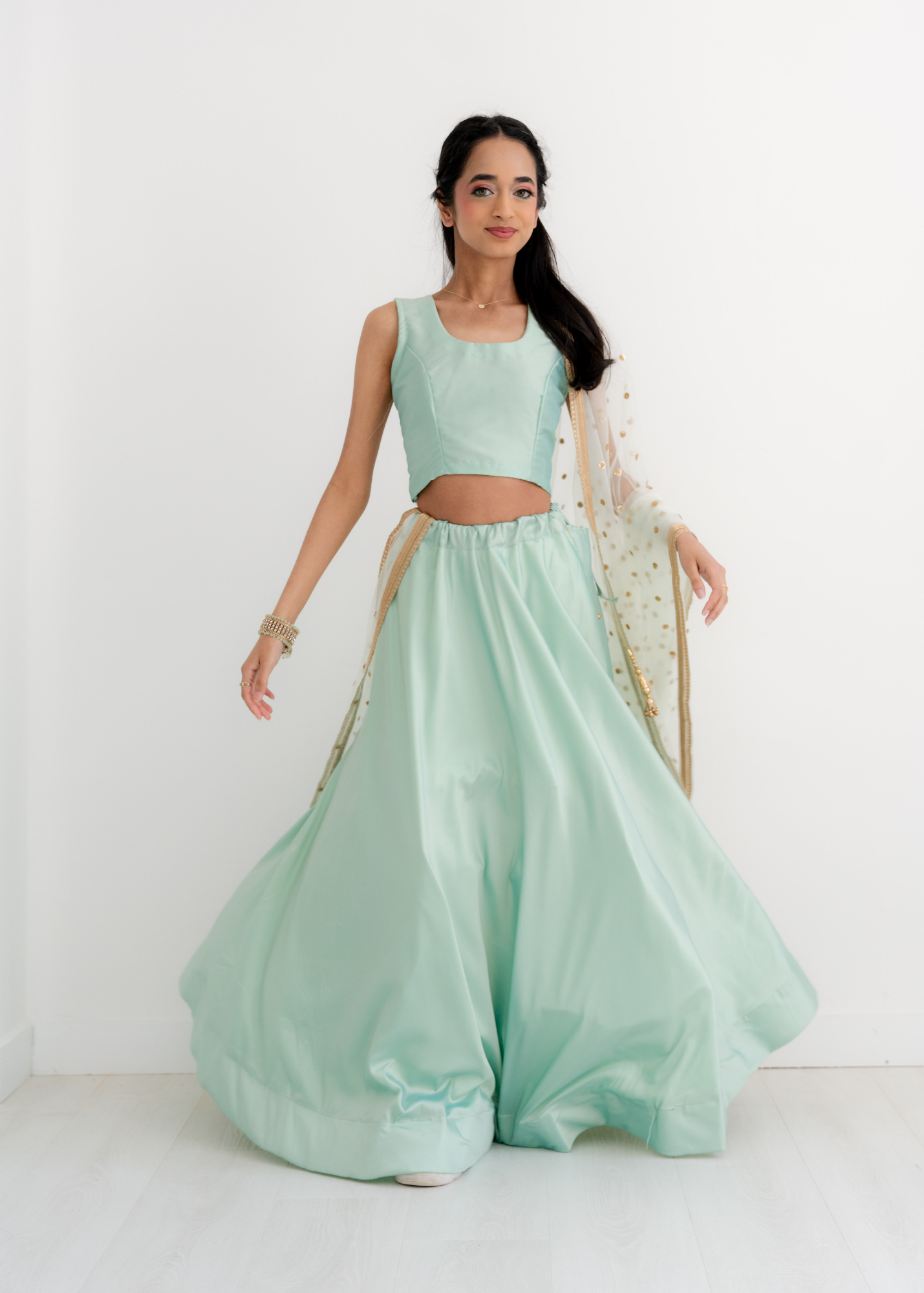 Readymade Mint Silk skirt/lehnga (sizes 4-22)