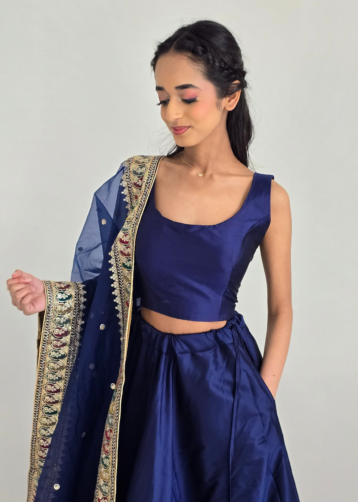 The NB Navy Silk Blouse (petite sizes 4-8)