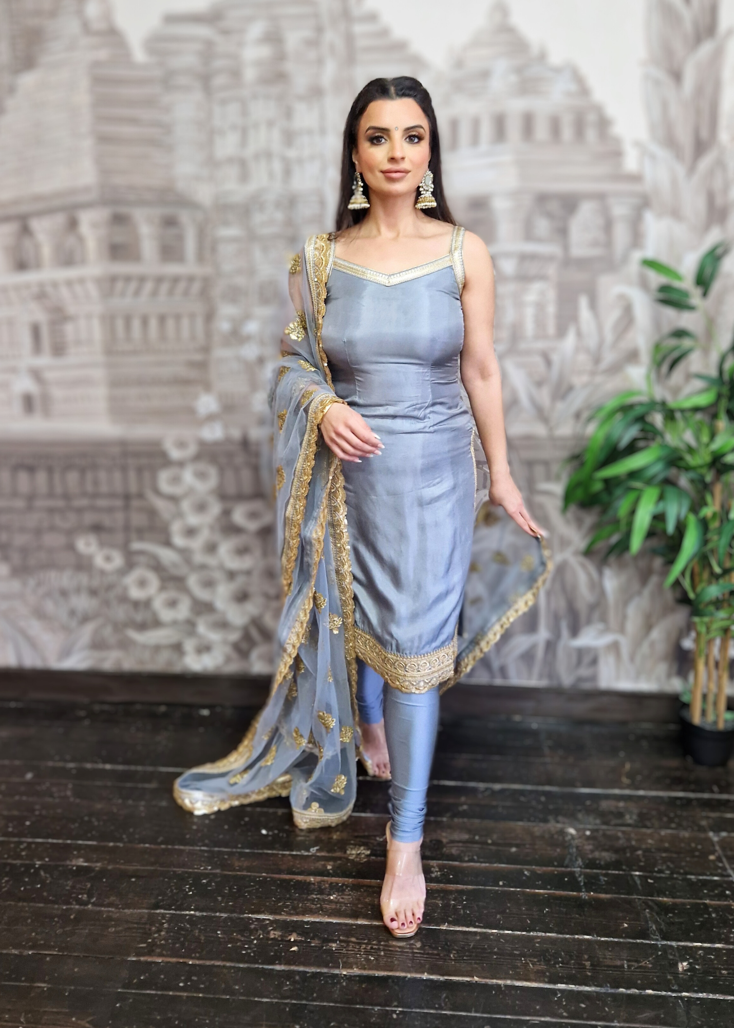 The NB Classic Sleeveless Grey Silk Pajami Suit (sizes 4 to 20)