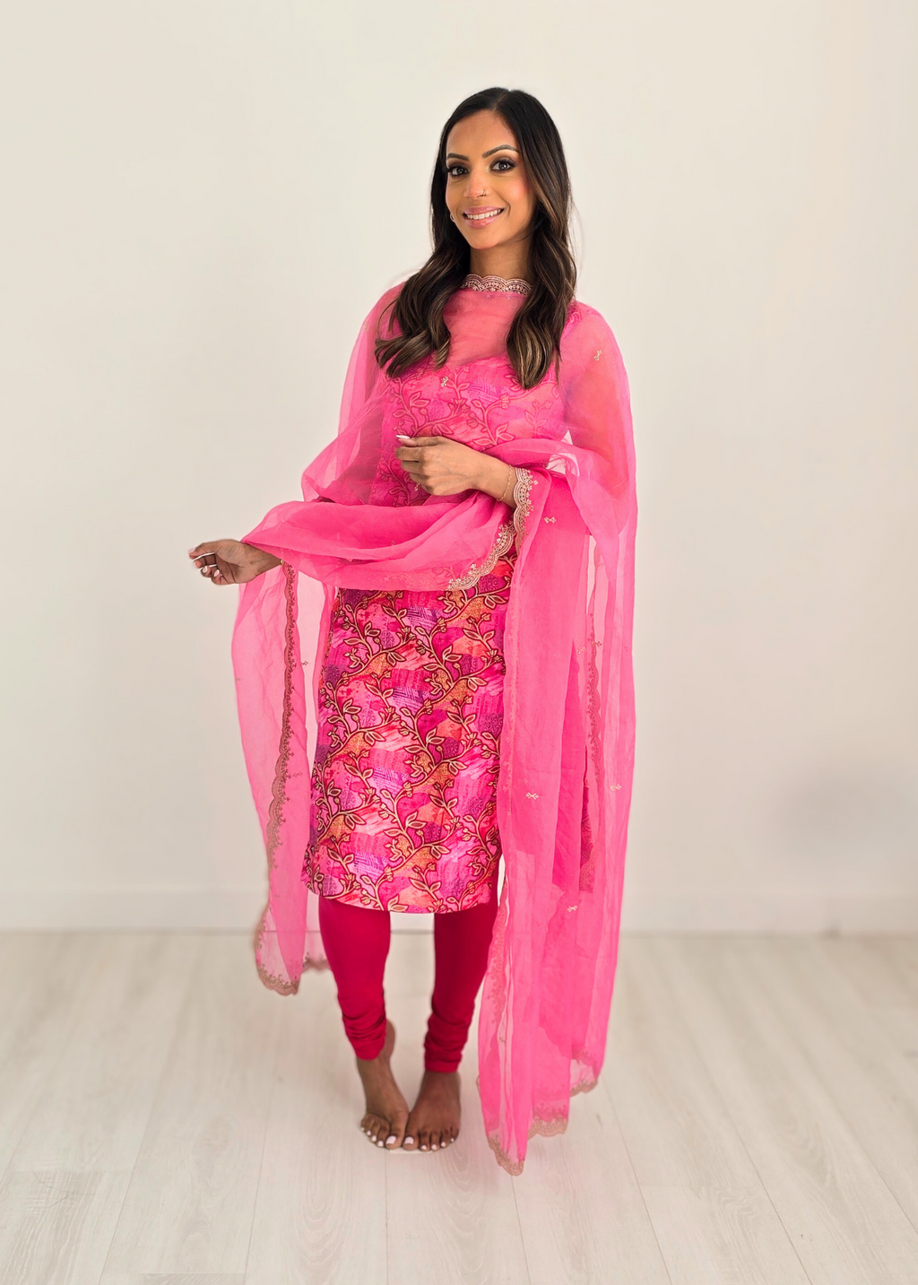 Kajal Pink Printed Pajami Suit (sizes 6 to 18)