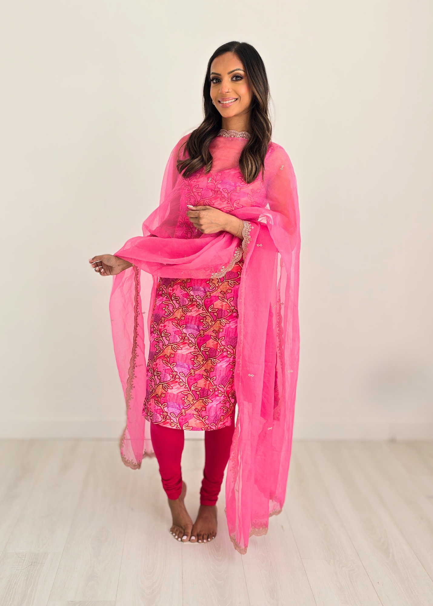 Kajal Pink Printed Pajami Suit (sizes 6 to 18)