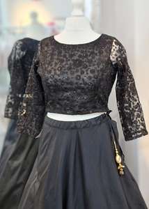 Ayesha Black Net Long sleeved Blouse (size 4-24)