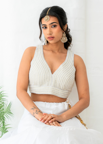 Isla NB Luxury White Bead Blouse (one size)