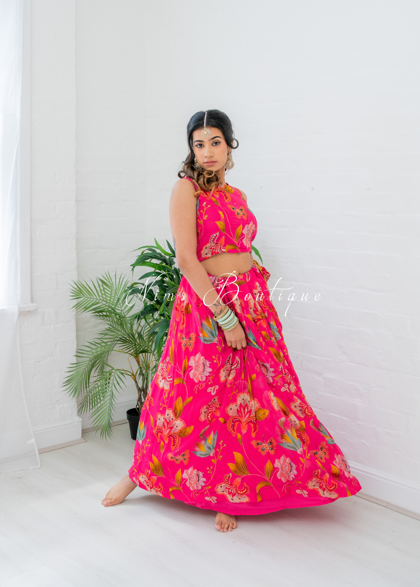Lillianna Hot Pink Floral readymade skirt/lehnga (size 4-18)