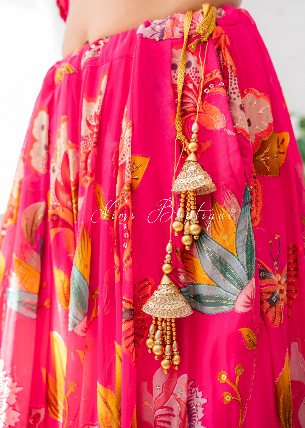 Lillianna Hot Pink Floral readymade skirt/lehnga (size 4-18)