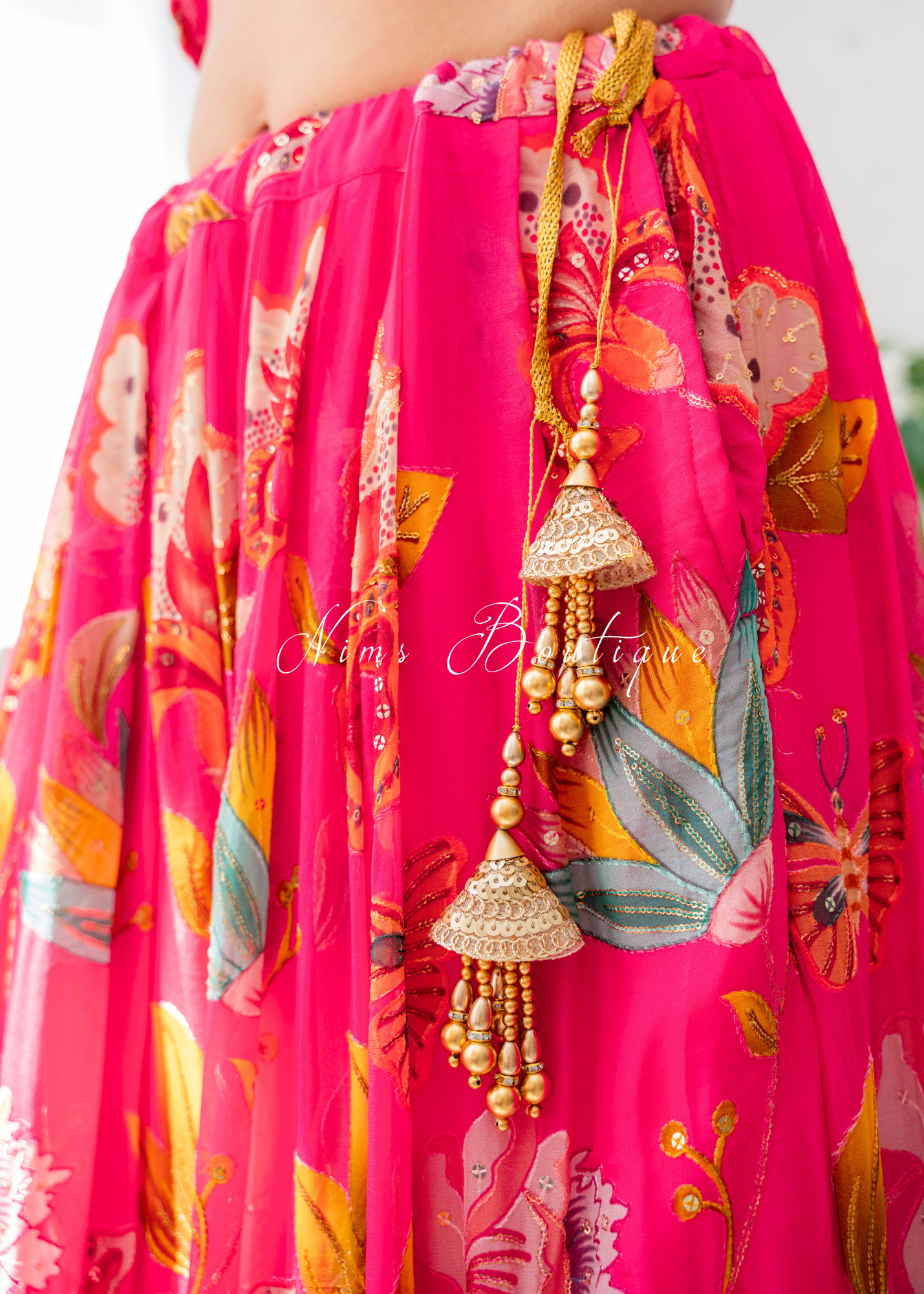 Lillianna Hot Pink Floral readymade skirt/lehnga (size 4-18)