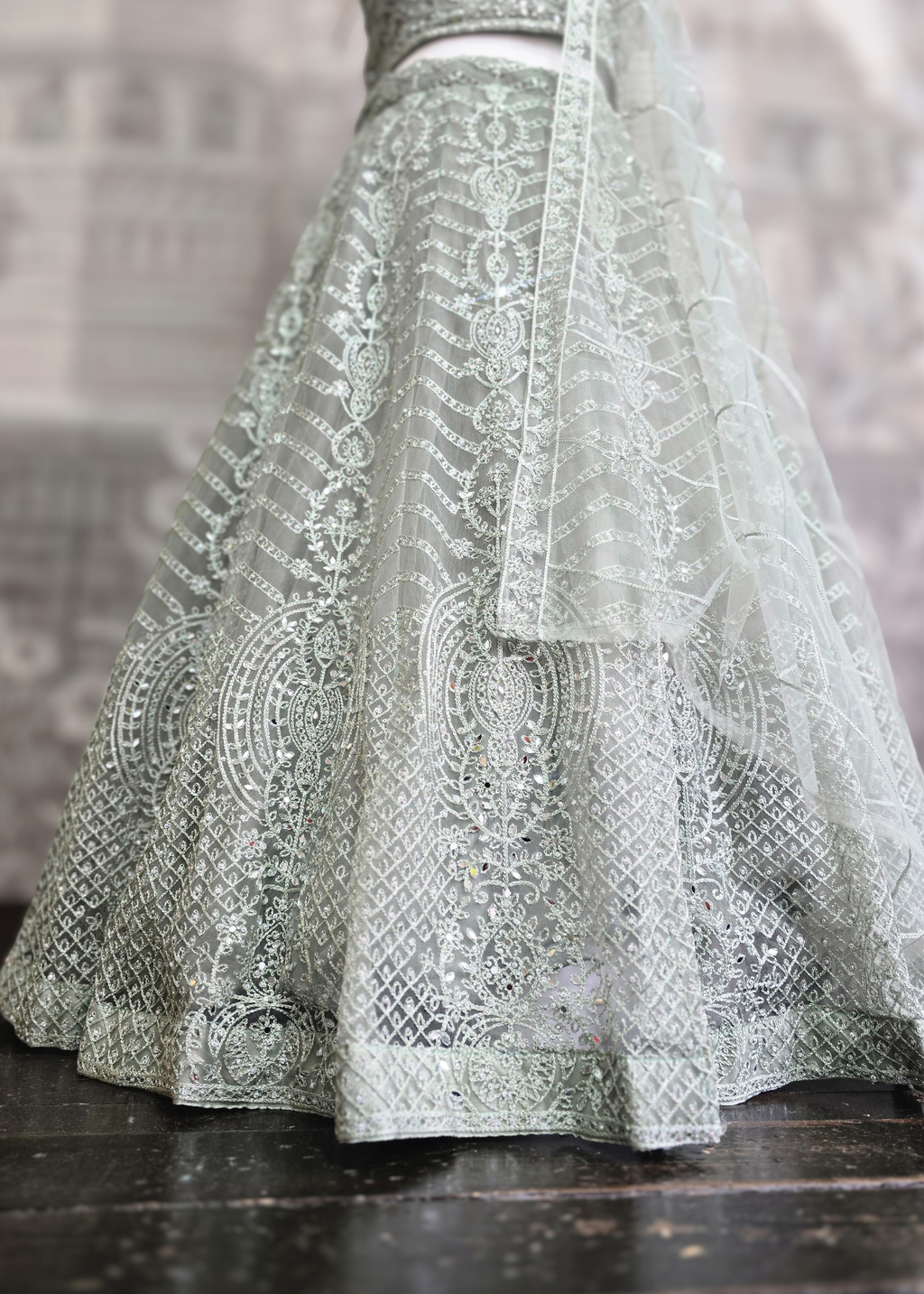 Luxury Pistachio Green Lehenga (size 18-20)