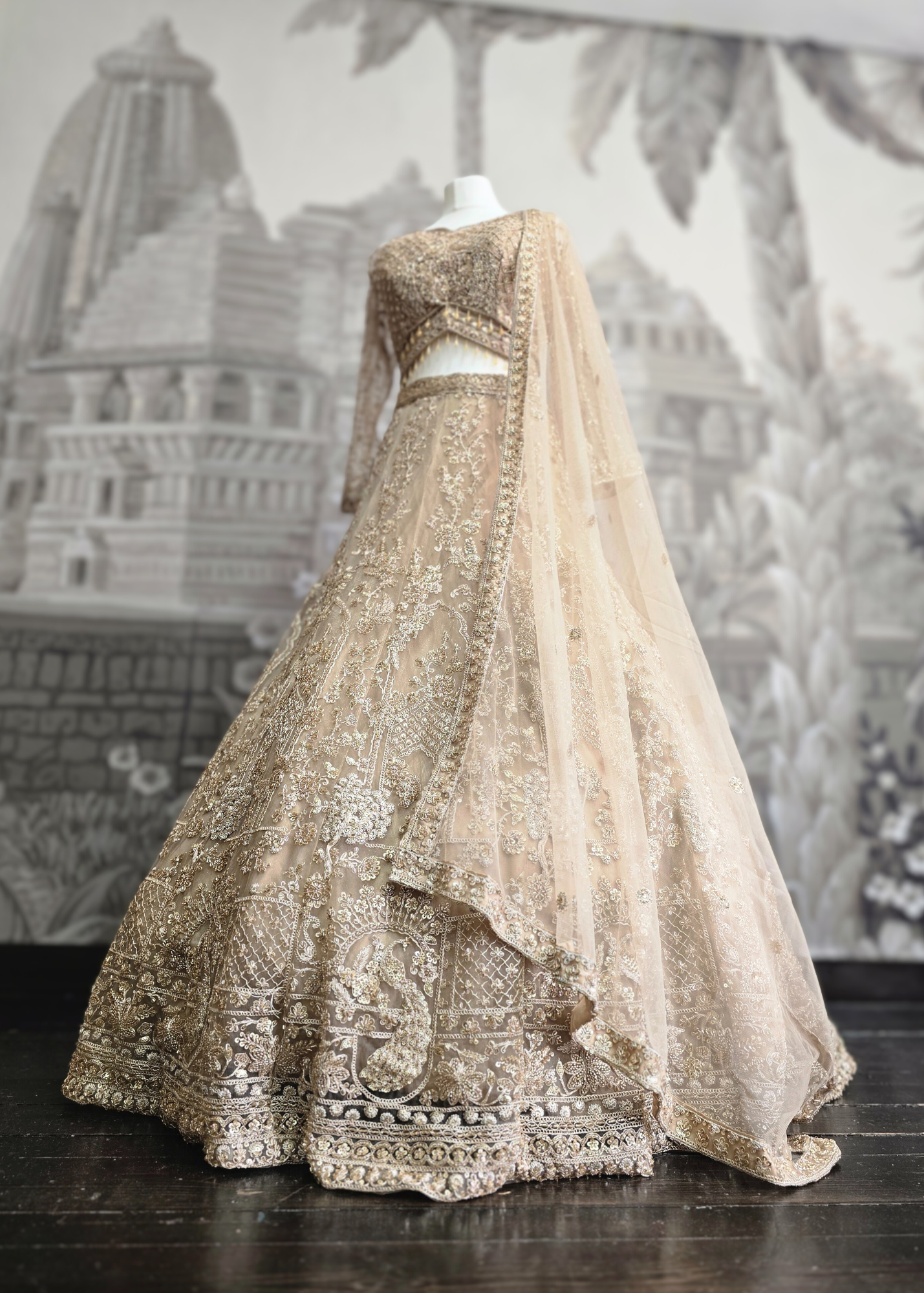Luxury Champagne Gold Lehenga (size 12)