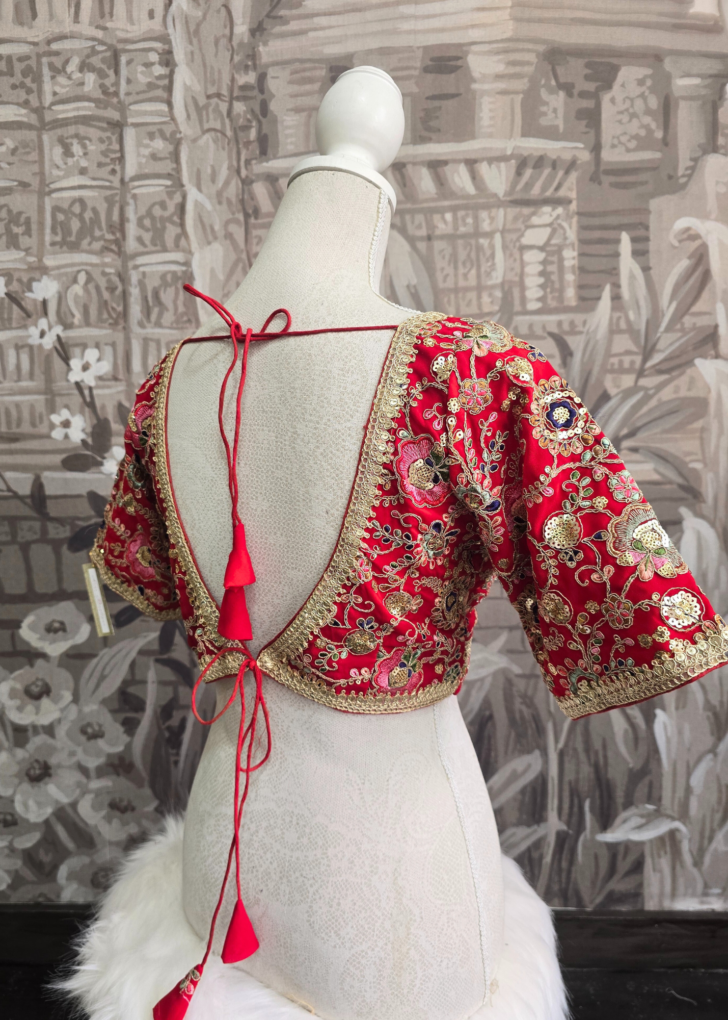 Genelia Red Embroidered Blouse (10-12)
