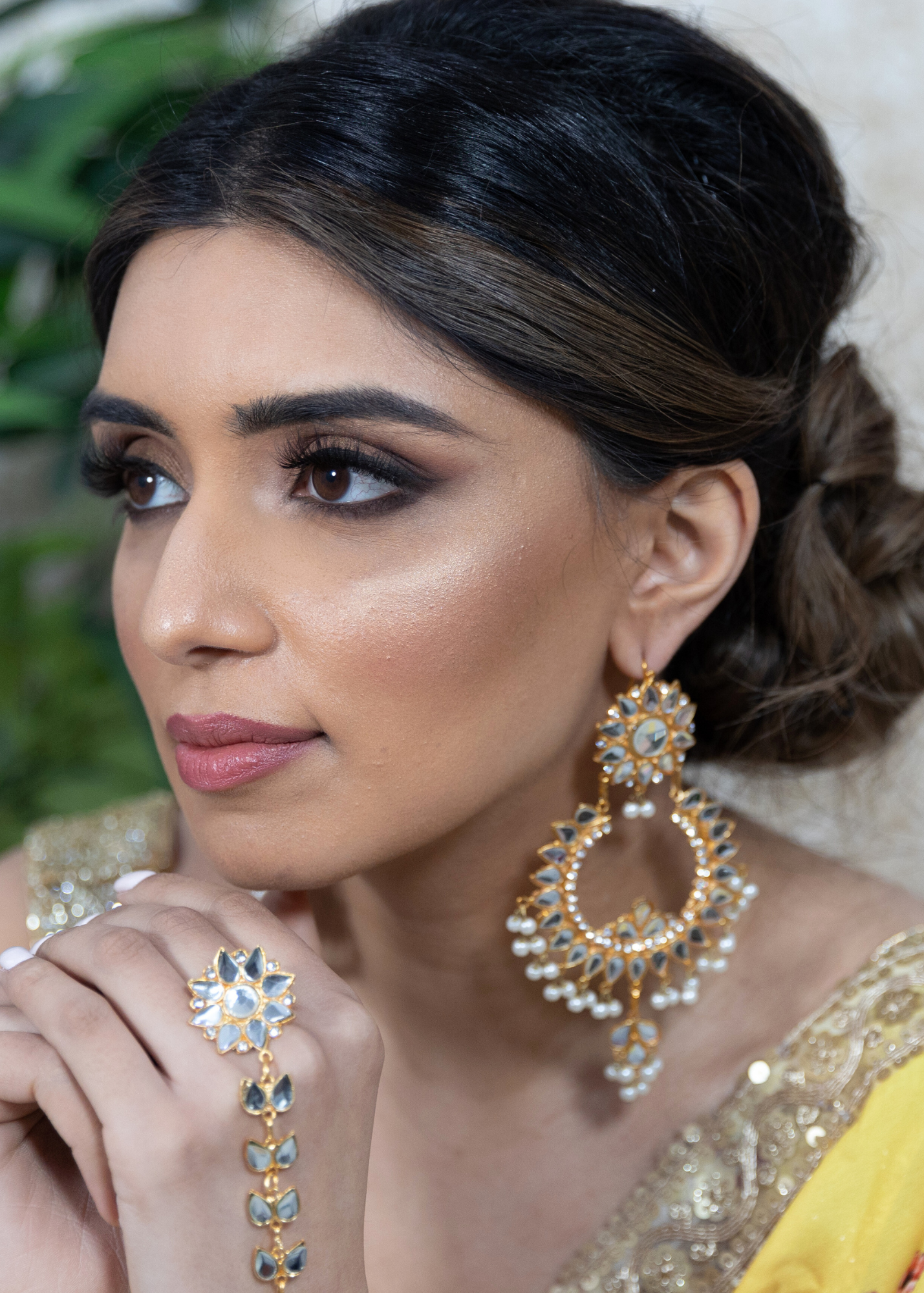 Tanuja Light Gold & Pearl Maharani Earrings