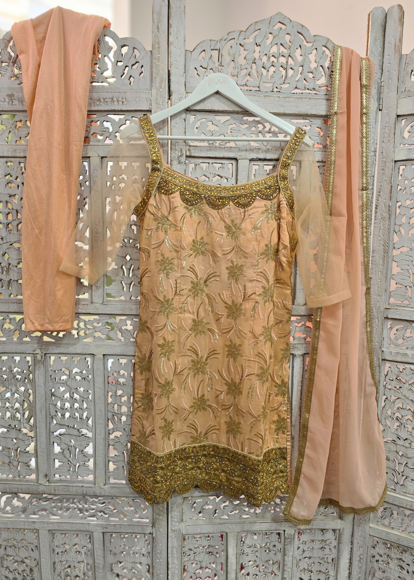 Peach Sequin Pajami Suit (Size 10-12)