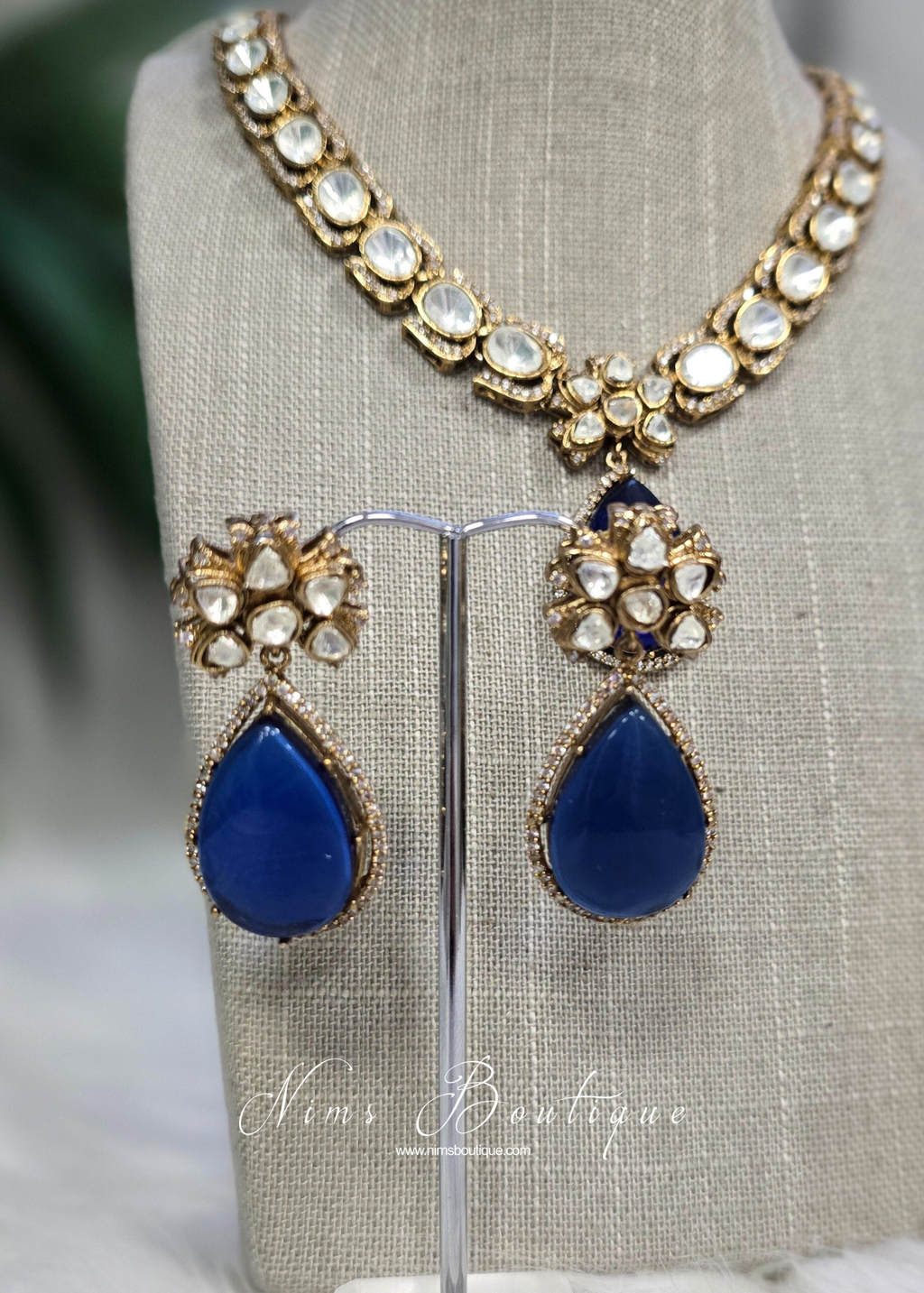 Saanvi Navy Stone Jewellery Set
