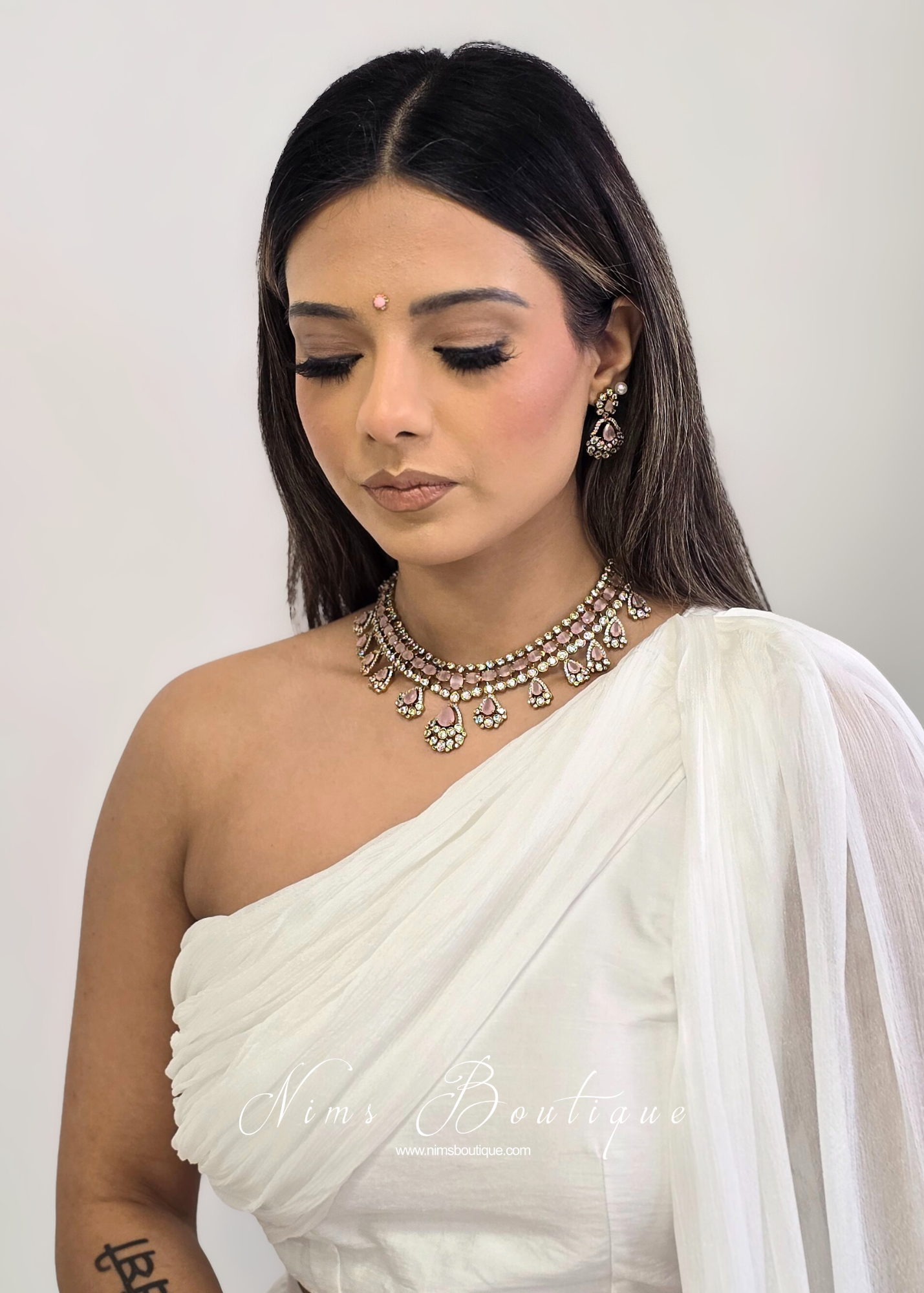 Ahana Pink Stone Jewellery Set