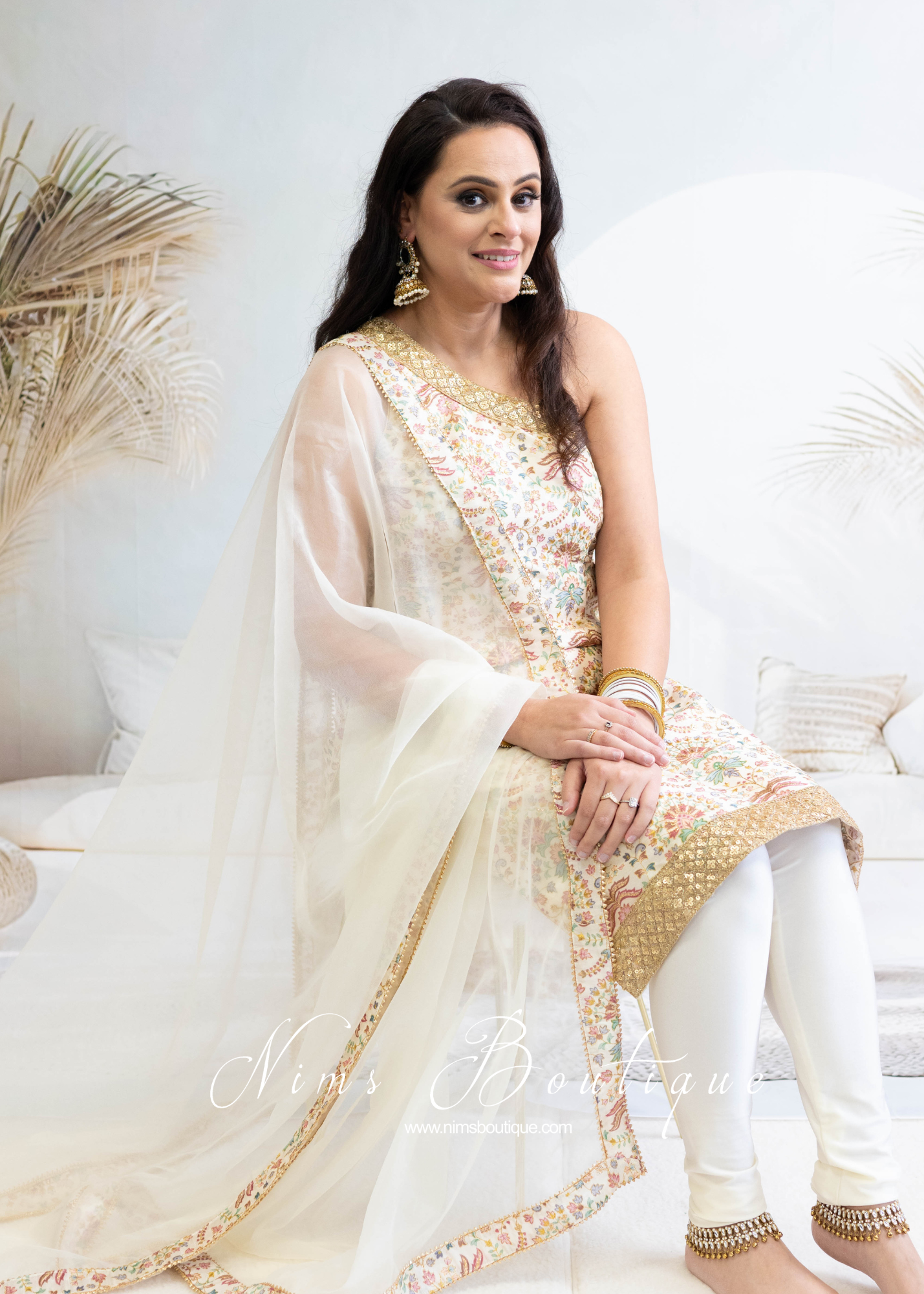 One Shoulder Mia Cream & Pastels Pajami Suit (sizes 4-16)