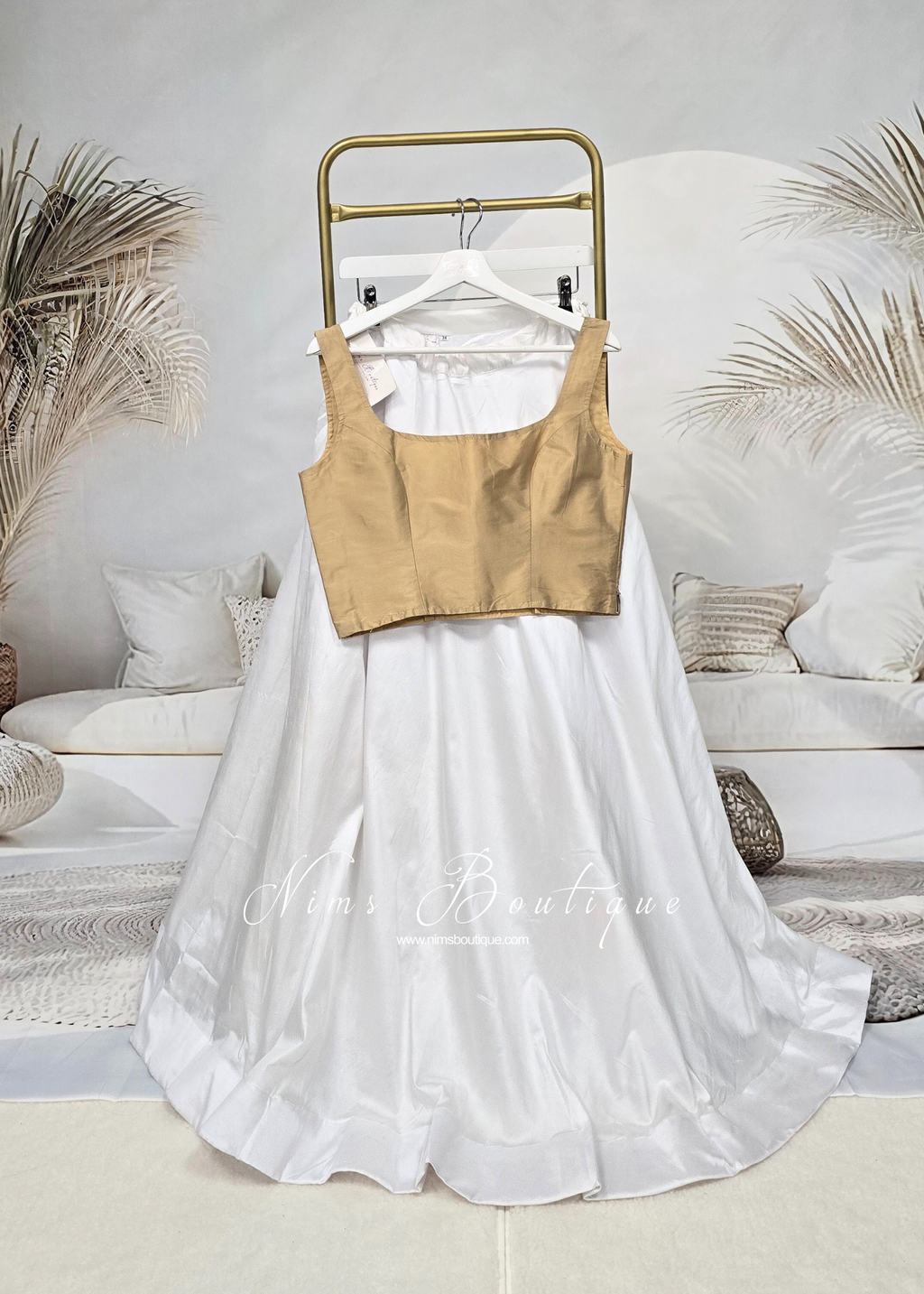 Sleeveless Gold Silk Blouse (8-28)