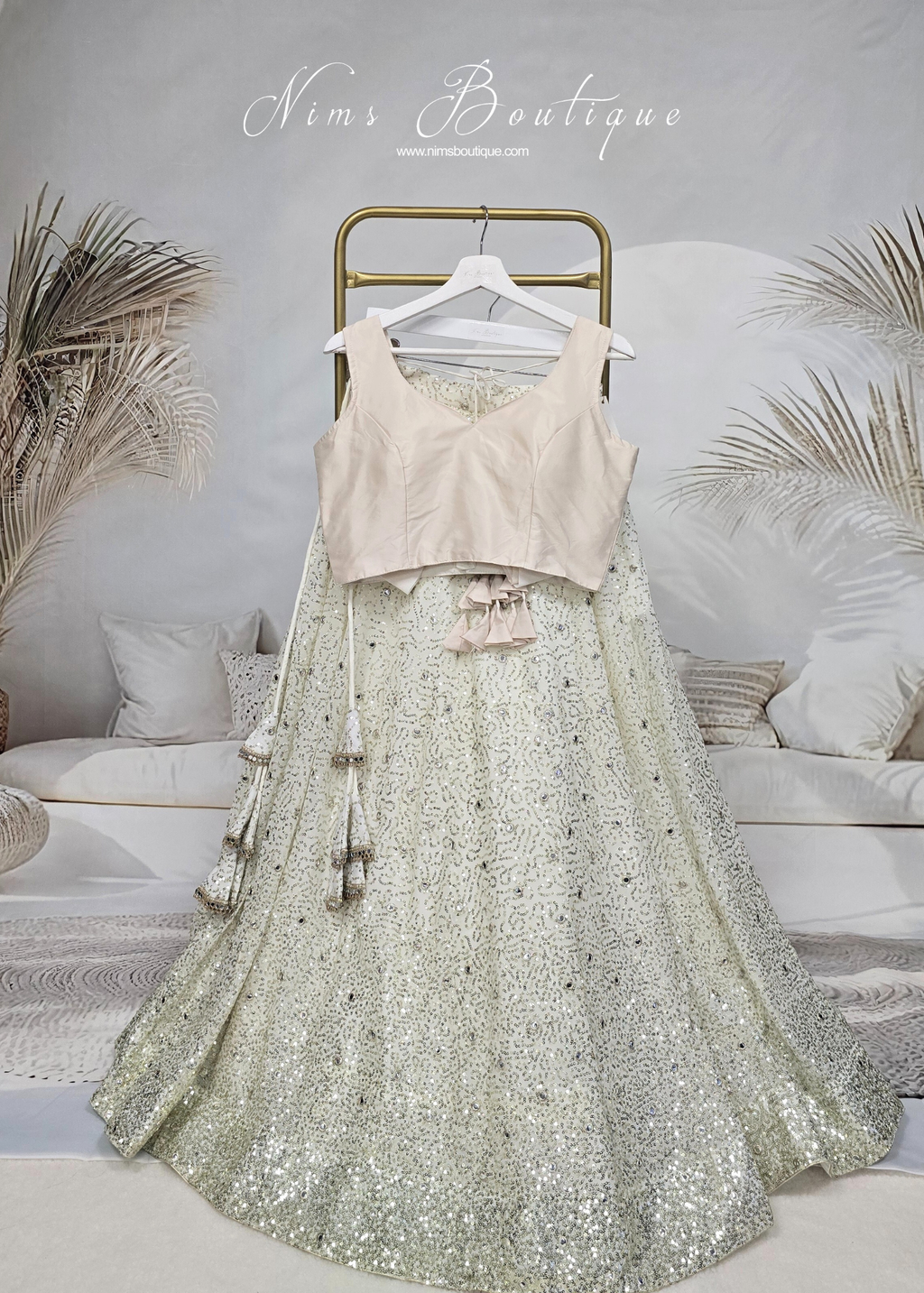 Arya Ivory & Gold Sequin Luxury Skirt (sizes 4-14)