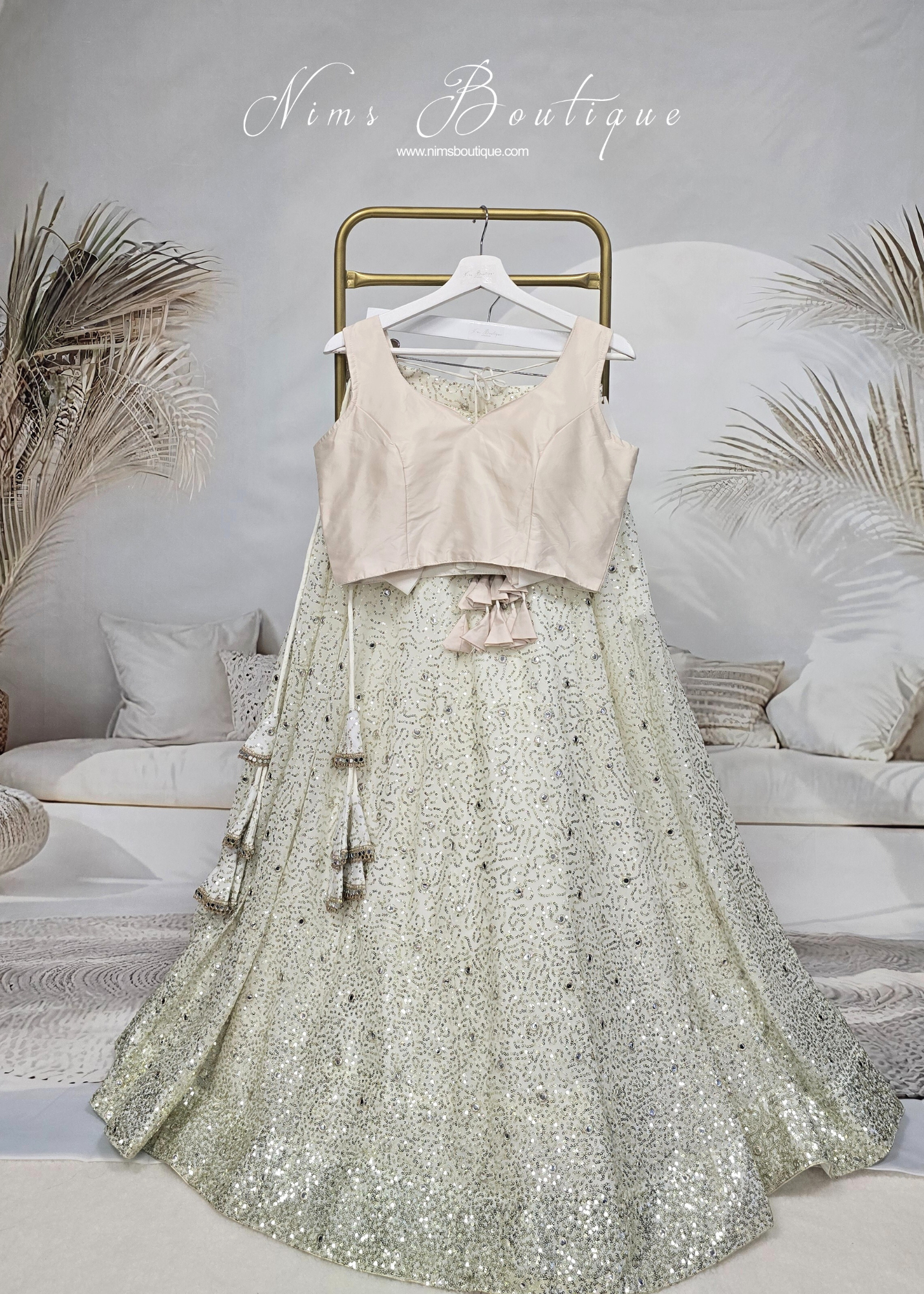 Arya Ivory & Gold Sequin Luxury Skirt (sizes 4-14)