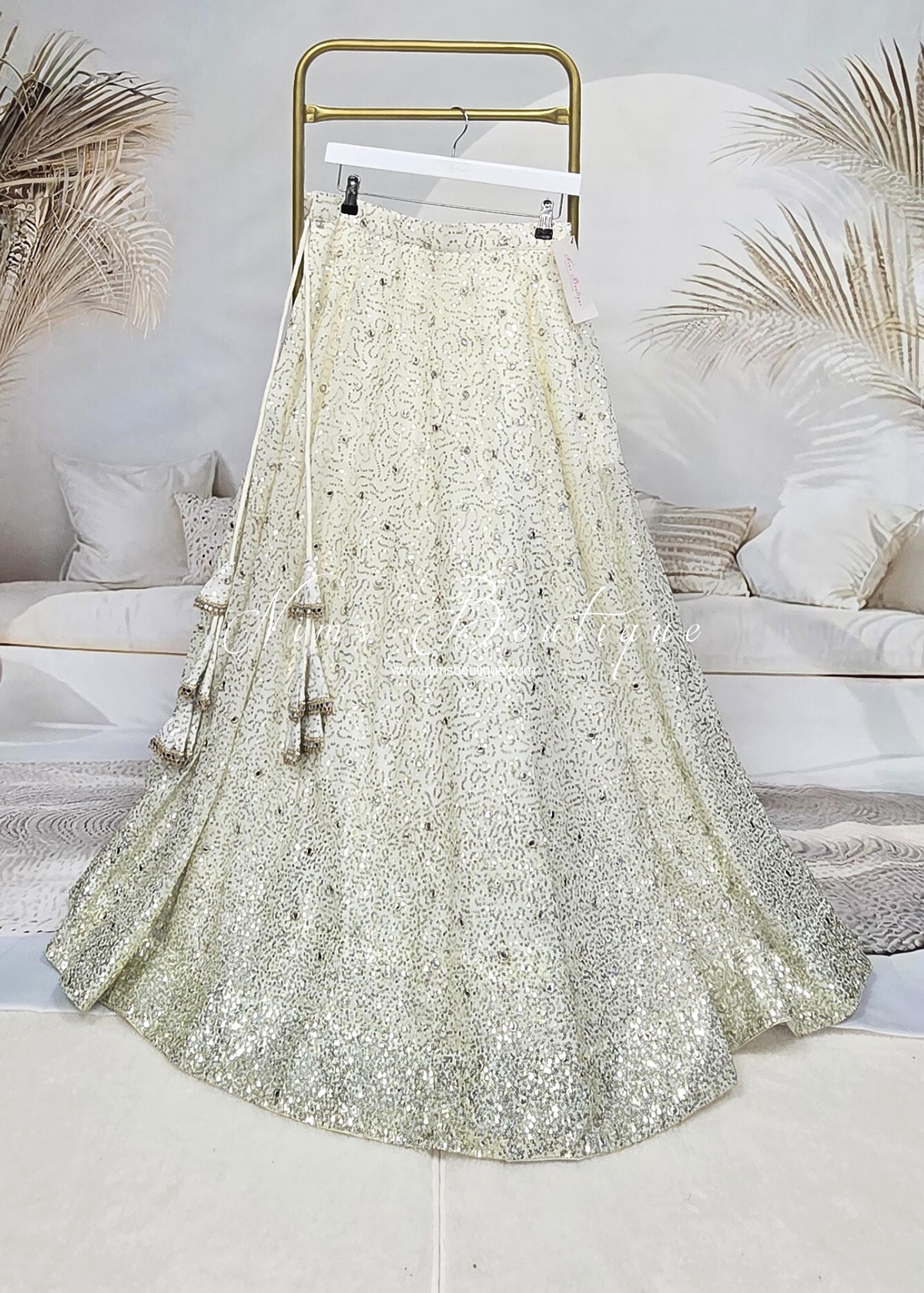 Arya Ivory & Gold Sequin Luxury Skirt (sizes 4-14)