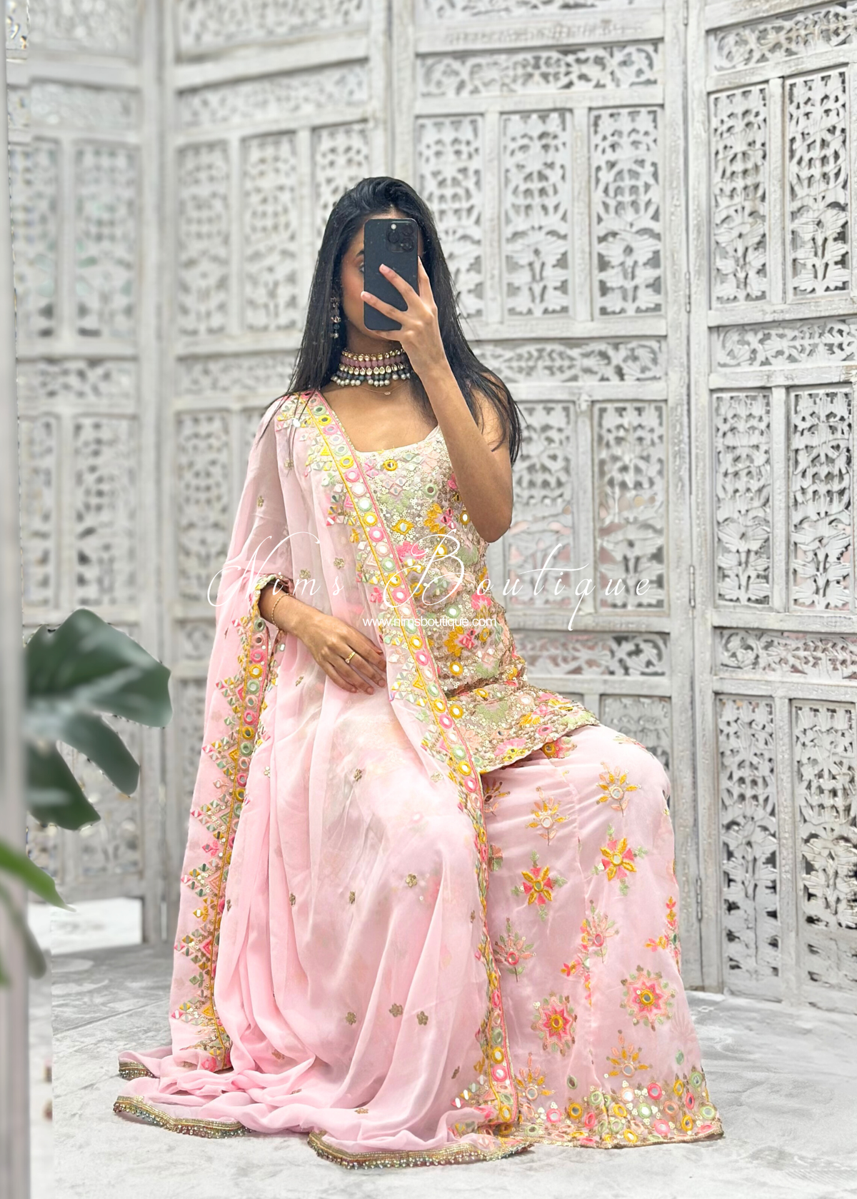 Cienna Luxury Pink Pastel Sleeveless Sharara Suit (4-18)