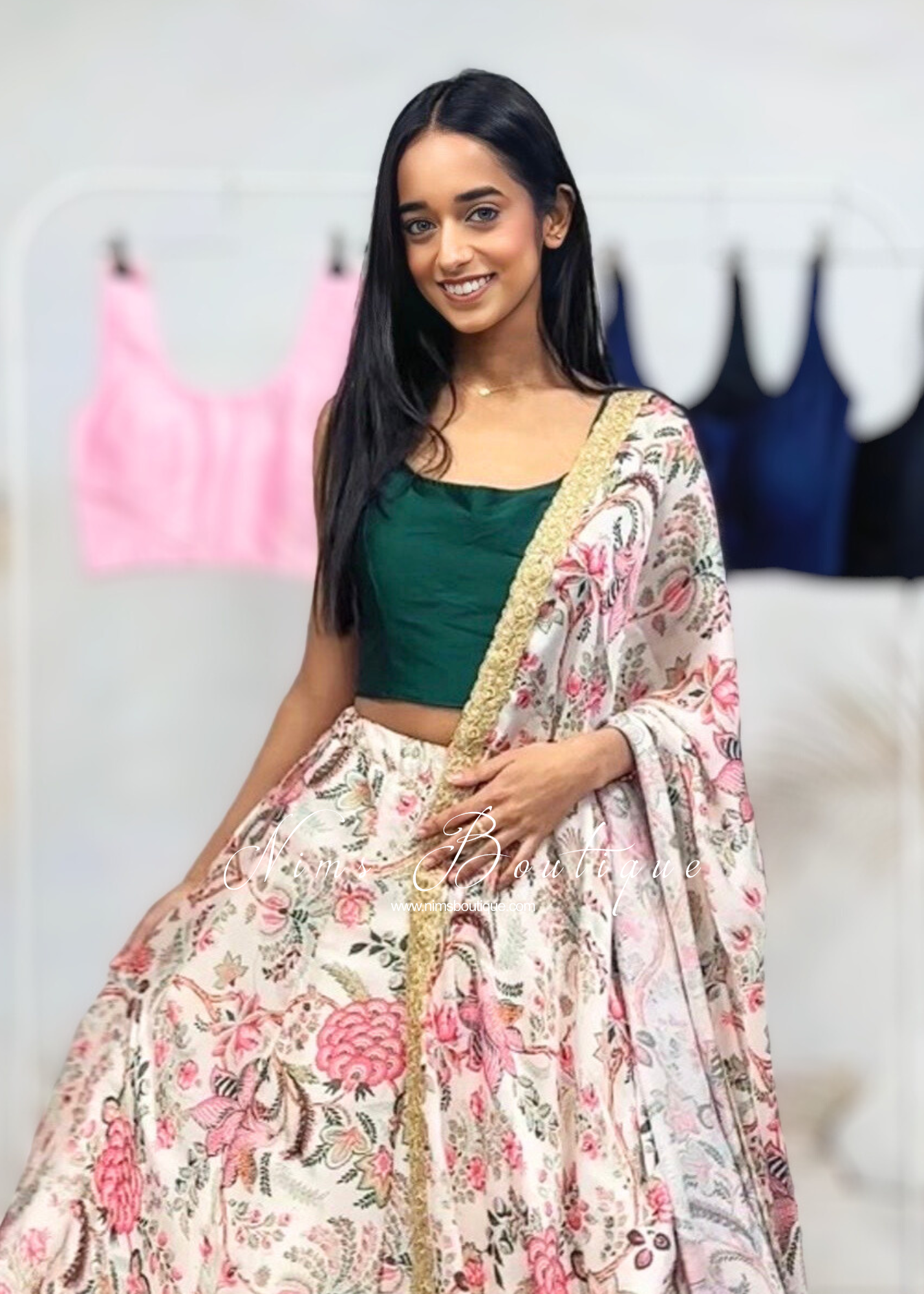 The NB Dark Green Silk Blouse (petite sizes 4-8)