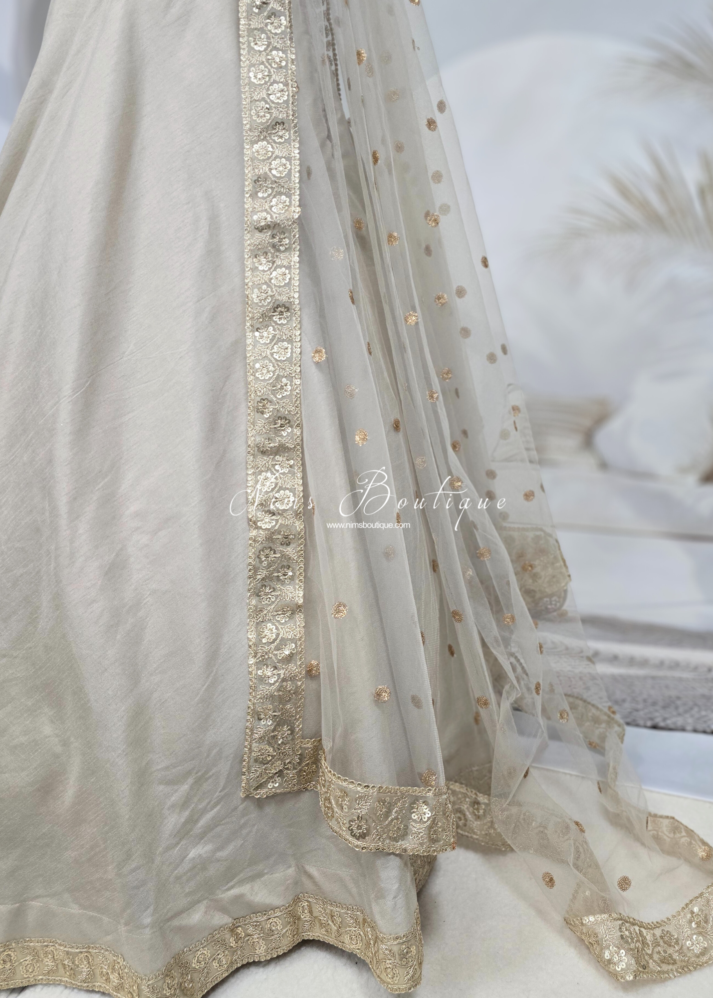 Saloni Champagne Grey Sequin Dupatta/Chunni