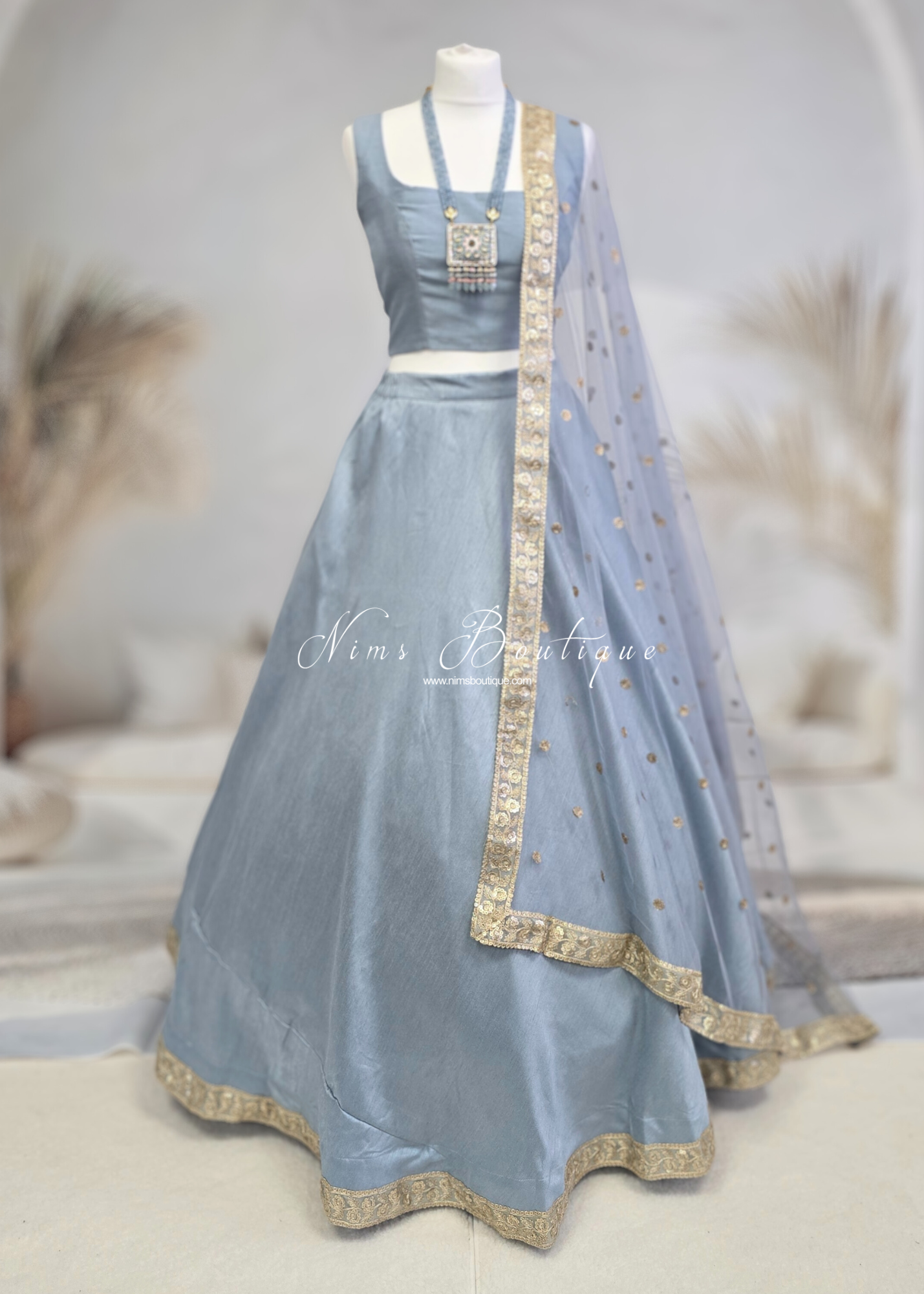 Saloni Readymade Dusky Blue Raw Silk skirt/lehnga (sizes 4-20)