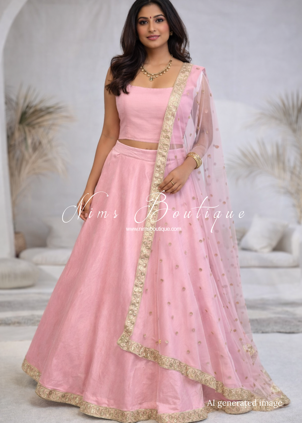 Saloni Sleeveless Baby Pink Raw Silk Blouse (4-20)